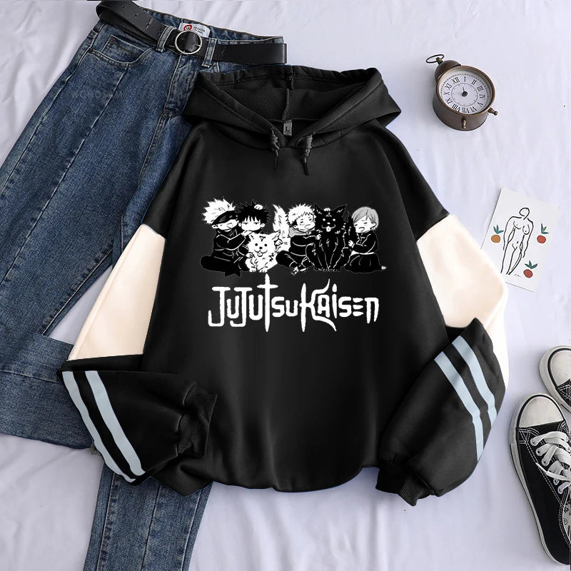 Jujutsu Kaisen Anime Hooded Itadori Yuji And Satoru Gojo Printed Men Women Patchwork Hoodies Manga Sweatshirt Harajuku Pullover