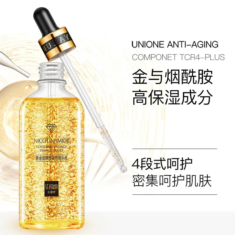 50/100ml Face Serum Nicotinamide Facial Essence Liquid 24K Pure Gold Anti-Aging Moisturizing Refreshing Skin Care