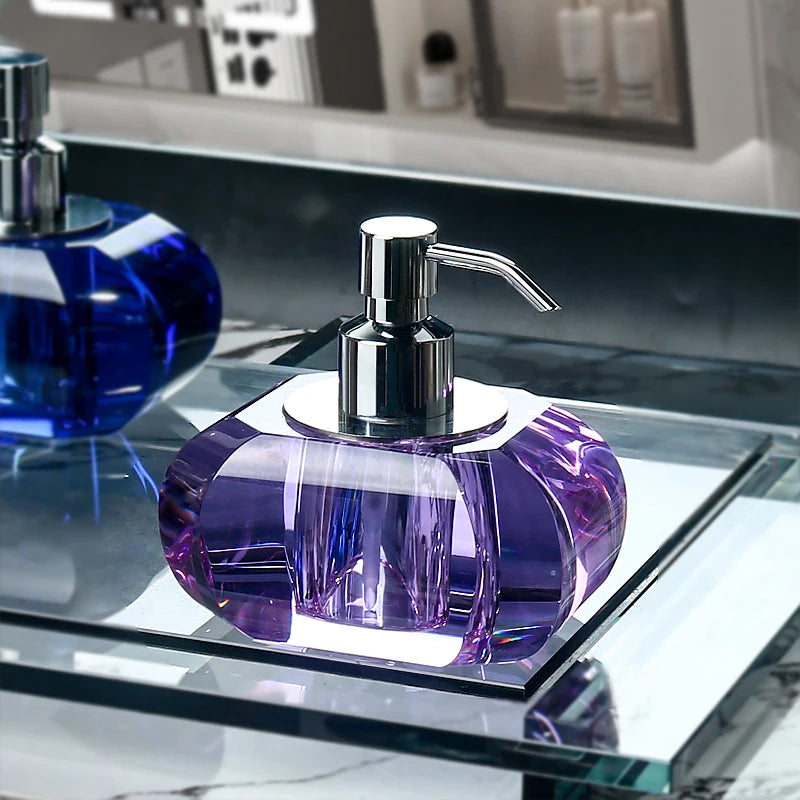 Crystal Glass Press Lotion Bottle Soap Dispenser Hand Sanitizer Dispensing Bottle Luxury Crystal Glass Lotion Bottle Bathroom