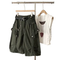Women Denim Shorts 2026 New Summer Women's High Waist Slim Denim Cargo Pants Wide Leg Capri Pants Versatile Trousers