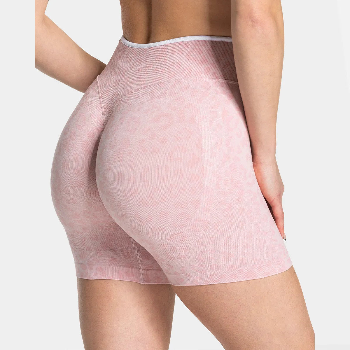 Custom LOGO women's hot-selling in high waist belly leopard print  colors seamless yoga hip lift tight running sports shorts
