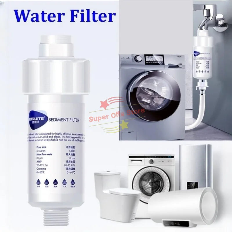 5'' Pre-filter Household Purifier Water Filter for Washing Machine Toilet Shower Water Heater Replaceable PP Cotton Cartridge