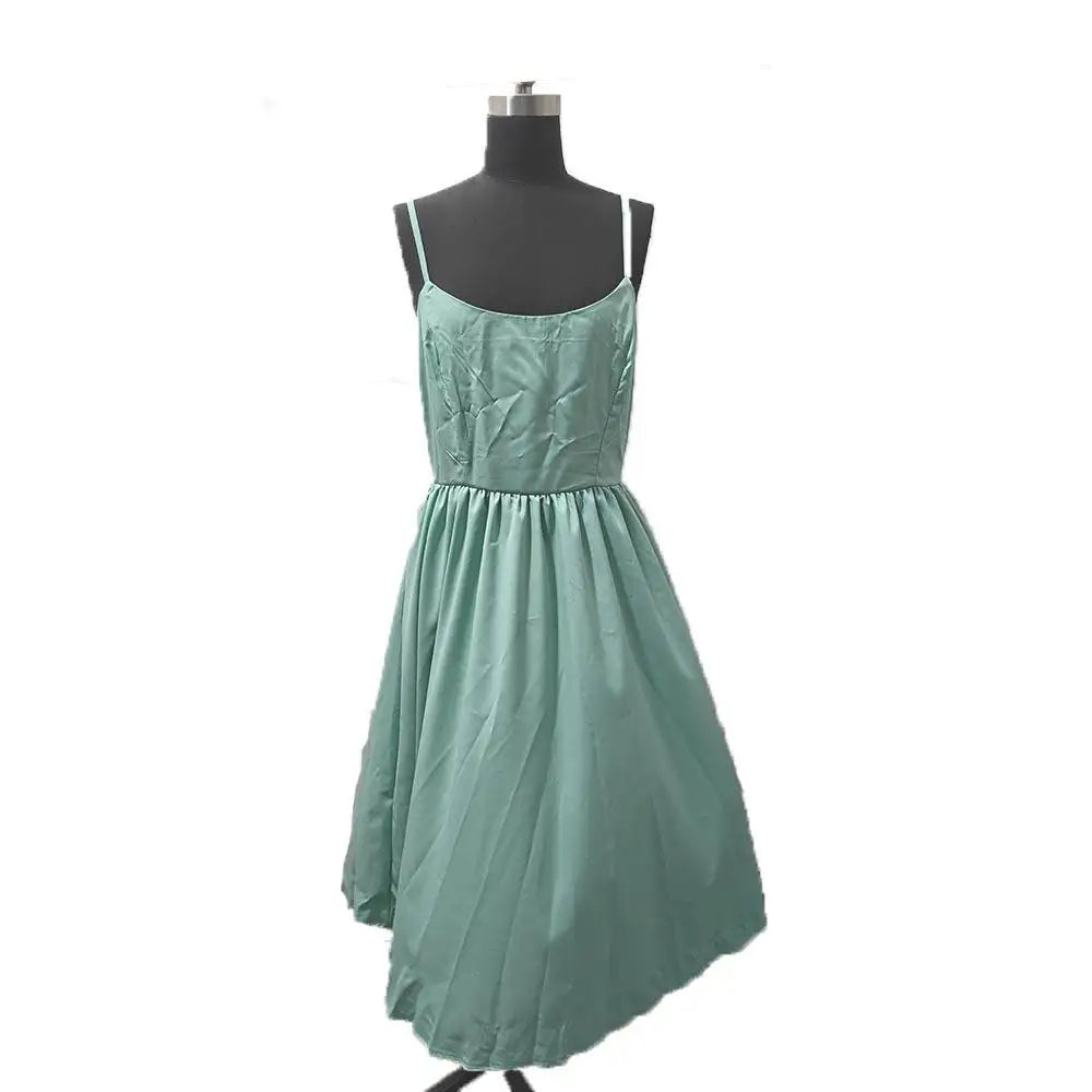 Summer Fashion Casual Sexy Big Skirt Pure Color Strapless Dress Women's mid Waist A-Line Skirt Polyester Fabric No Sleeve