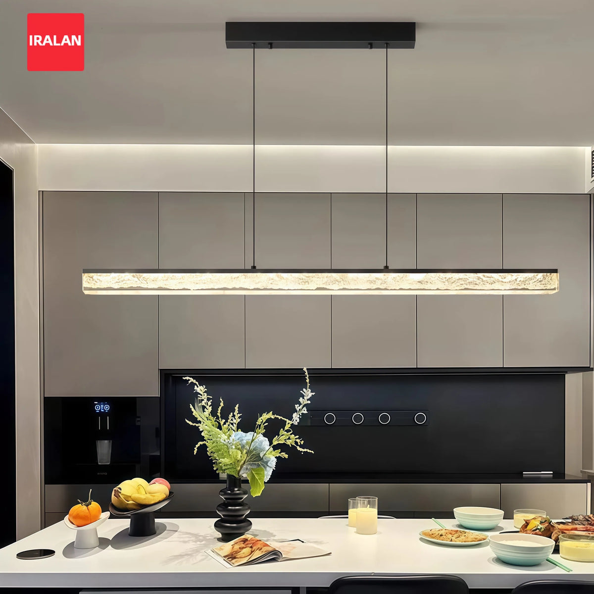 IRALAN Modern Ceiling Chandelier Line Dimmable Pendant Light Home Lamp Hanging for Kitchen Living Dining Room Decor