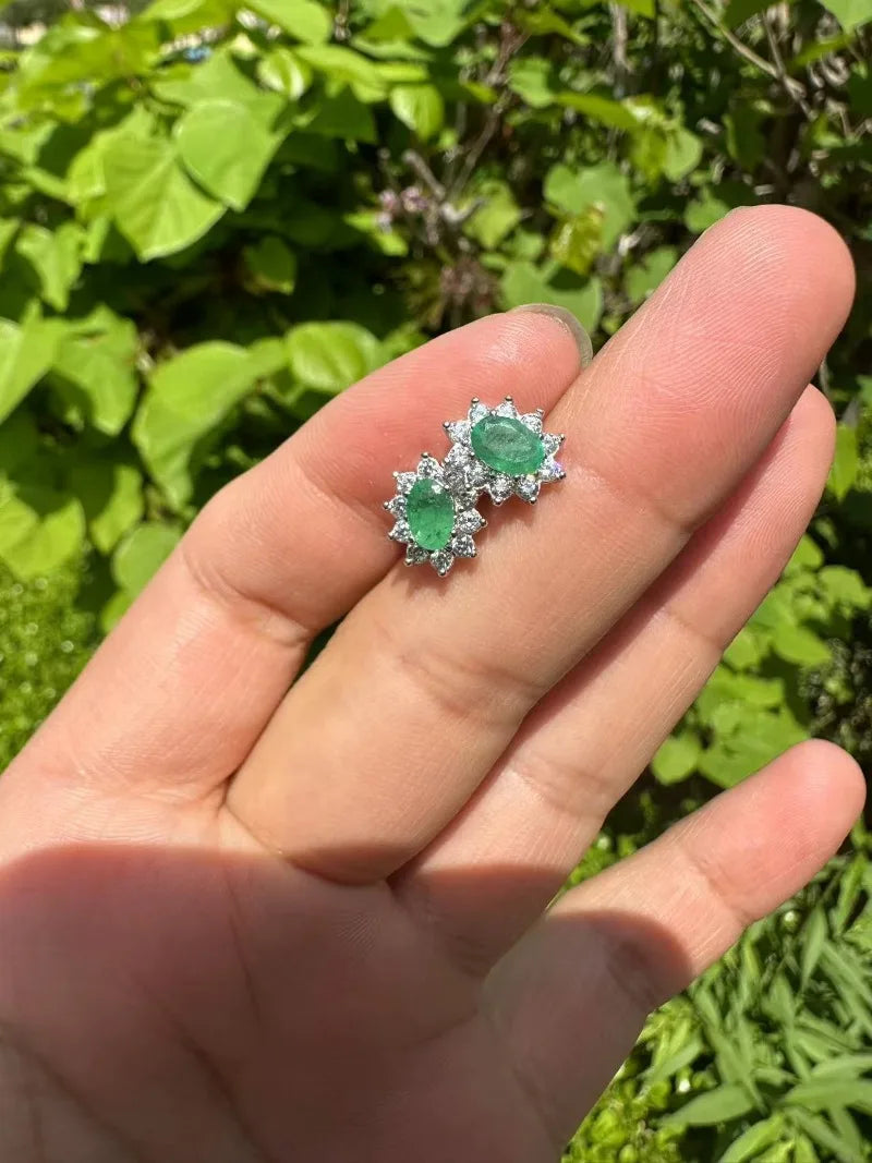 YULEM 4*6mm Natural Emerald Earrings with Certificate Fine Charm Fashion Weddings Jewelry for Women