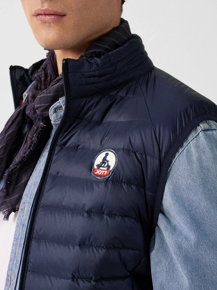 Europe Spring Autumn Embroidery Men Women With Zipper Sleeveless Vest Front Going Out Light Thin Hooded Down Long sleeves Jacket