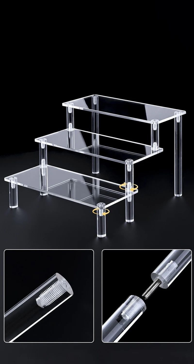 1-5 Tier Acrylic Display Stand Perfume Doll Clay Figurine Blind Box Storage Rack Transparent Ladder Makeup Organization W-2