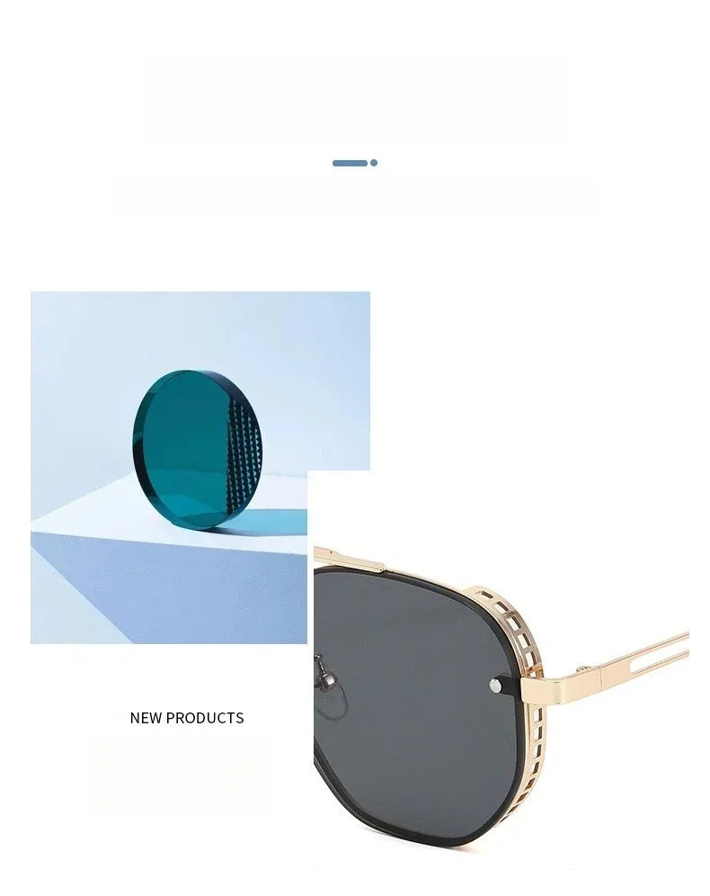 Luxury Brand Double-bridge Sunglasses Fashionable Large Frame with Side Cutouts Eyeglasses Outdoor UV400 Classic Driving Shades