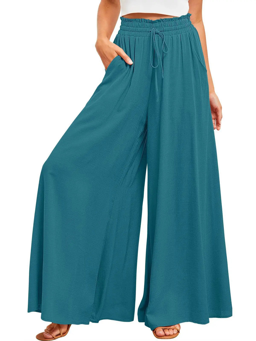 2026 Summer Comfortable Loose Wide Legs Trouser Women' S Pants Casual Simple Style All-match Holiday Vacation Fashion Chic Beach