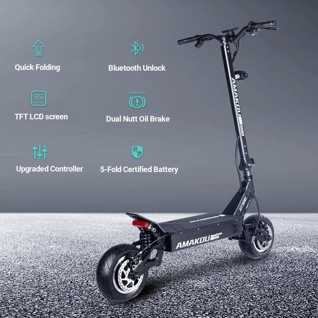 Amakou 11-inch 9000w 72v 40ah 105km/h 120km Range Alloy Frame TFT LCD Screen Dual Motors Powerful Electric Scooter For Adults