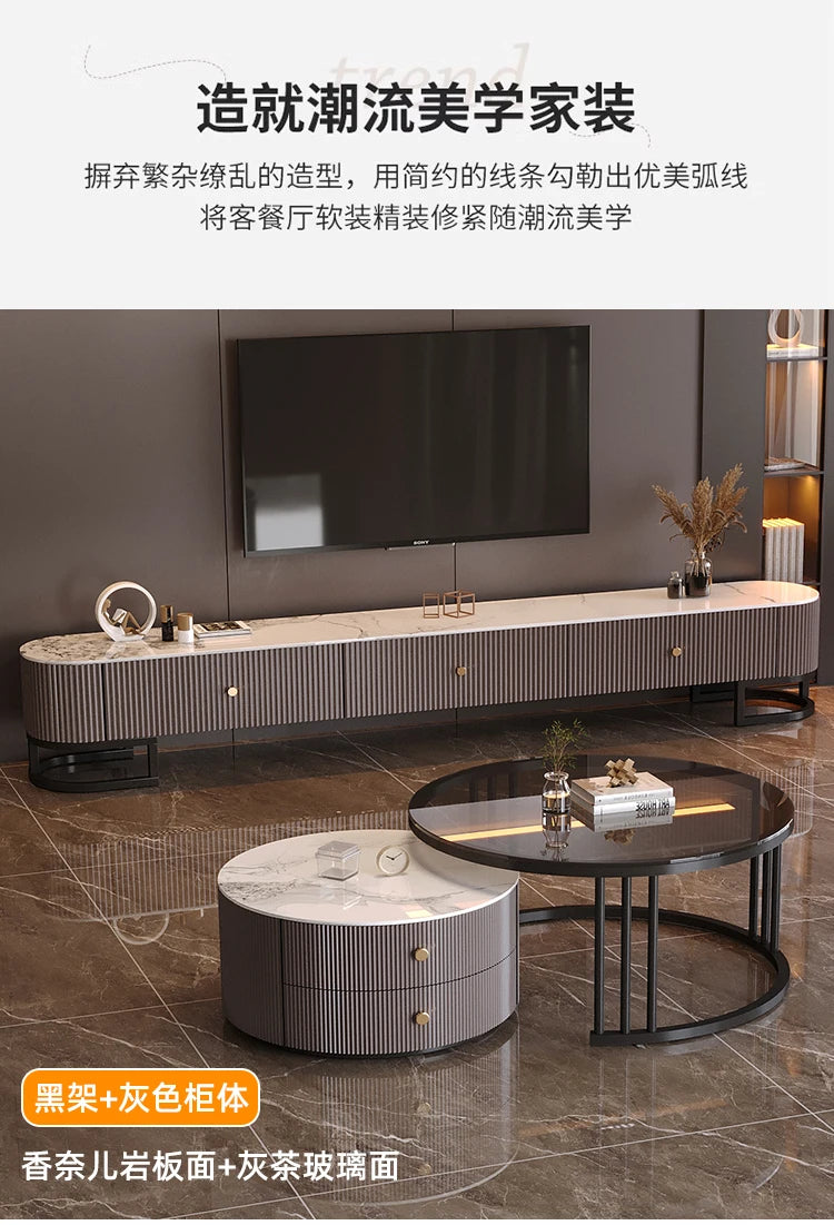 Modern Metal Handles Tv Stand European Unique Simple Minimalist Tv Stand Trendy Industrial Tv Meubel Furniture Home Living Room