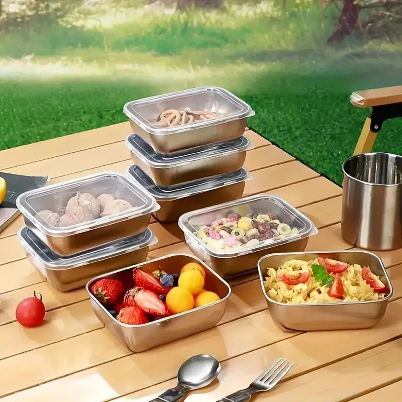 5pcs Stainless Steel Food Storage Stackable Meal Prep Boxes for Kitchen Fridge Lunch Ideal for Meal Prep Travel Kitchen Storage
