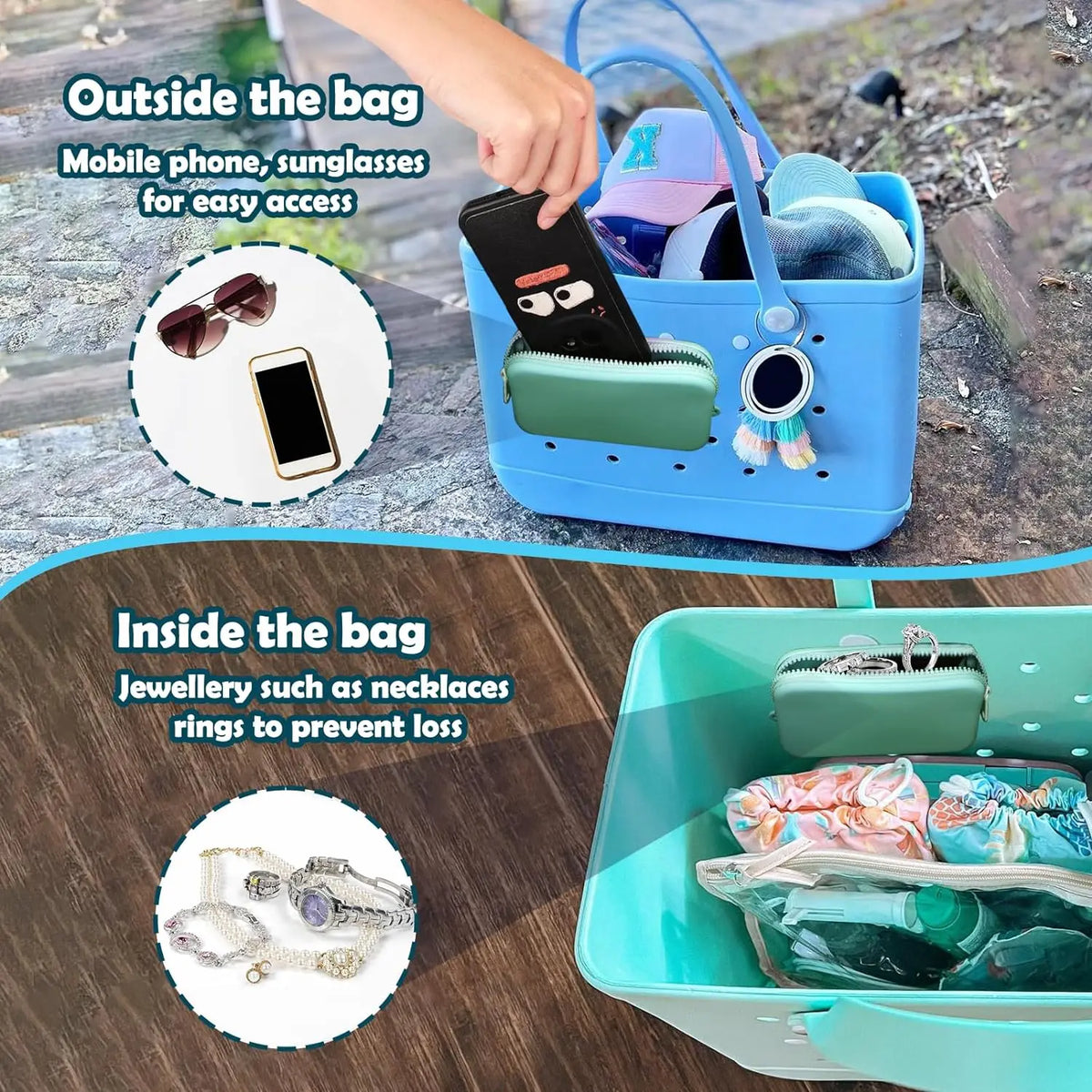 1Pcs Silicone Phone Holder for Beach Bag, Soft Silicone Insert Wallet Charm for Bo Bag Accessories, Attachment for  Beach
