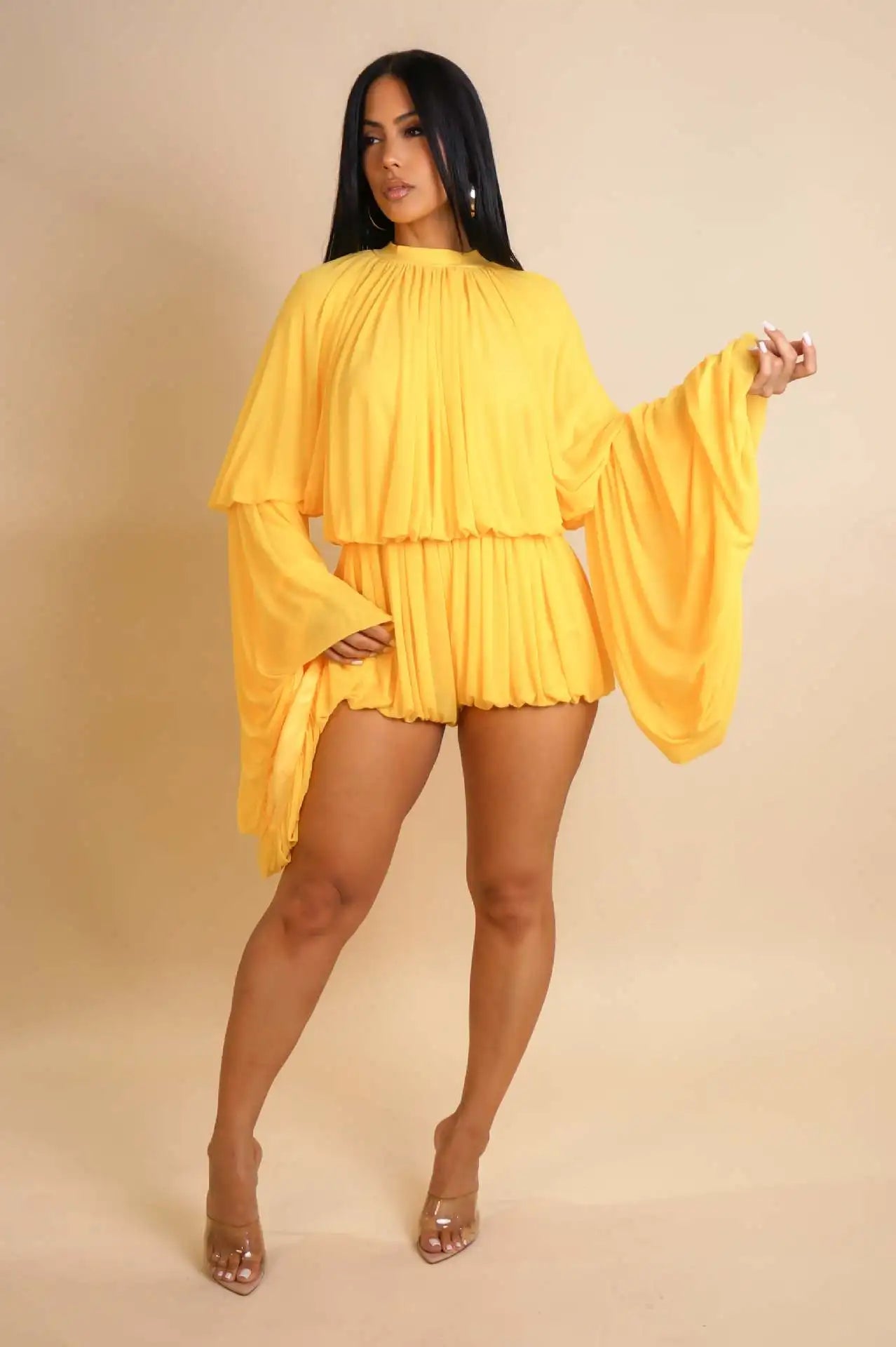 Two Piece Sets Women Shorts Lantern Sleeve Matching Sets Shirts Shorts Ruffles Pleated Suits Elegant Summer Y2k Streetwear Work