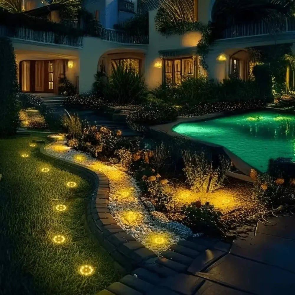 New Solar-powered Path Lights LED Stainless Steel Courtyard Lawn Lights Lighting Tools Garden Ground-mounted Light