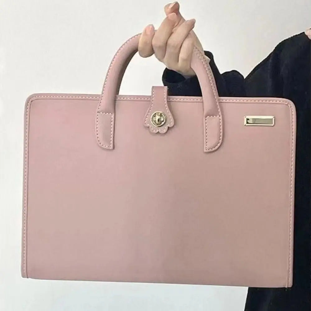 Laptop Handbag Pink Laptop Bag PU Fashion Laptop Sleeve Breathable Top-Handle Computer Protective Case for Girl