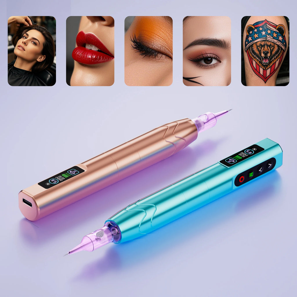 Ybeauty wireless dual battery embroidery machine P9 style with needle, contact lens, eyebrow tattooing machine