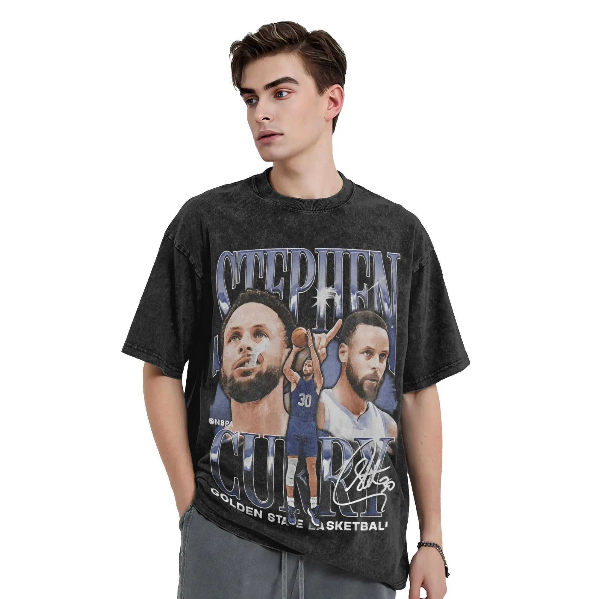 Men Women's T Shirt Stephen Curry Washed T-Shirts Harajuku Basketball Star Summer Tees Y2K Retro Printed Casual Tops Gift Idea