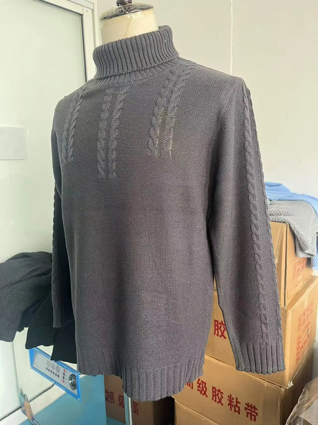 Pullovers Men Tops Turtleneck Sweaters Solid Knit Full Sleeve Casual Slim Fit Top Streetwear Thick Splice Sweater Autumn Winter
