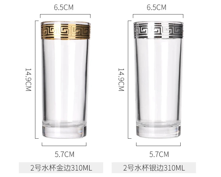 Phnom Penh Silver Rim European Glass Brandy Champagne Glasses Tall Wine Glasses Crystal Wine Glasses Table Household Glasses