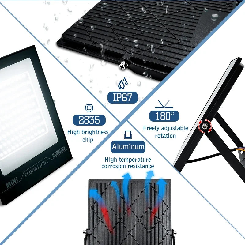 LED Flood Light 220V 10W 20W 30W 50W 100W 150W 200W IP67 Waterproof Outdoor FloodLights for Garage Street Garden Yard Lighting