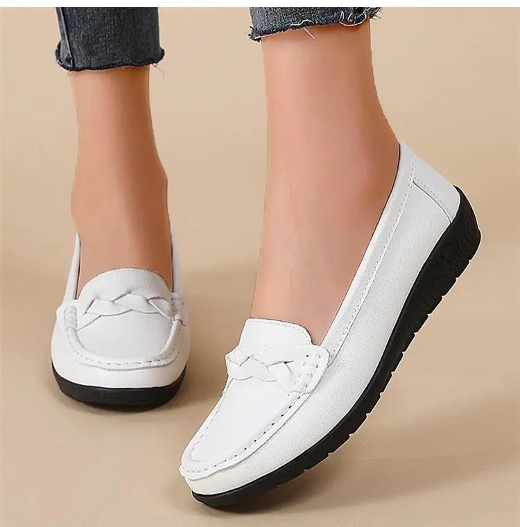 Genuine Leather Fashion Women Flats Outdoor Ballet Flats Moccasins Women's Shoes Retro Women Shoe Oxford Plus Size Zapatos Mujer