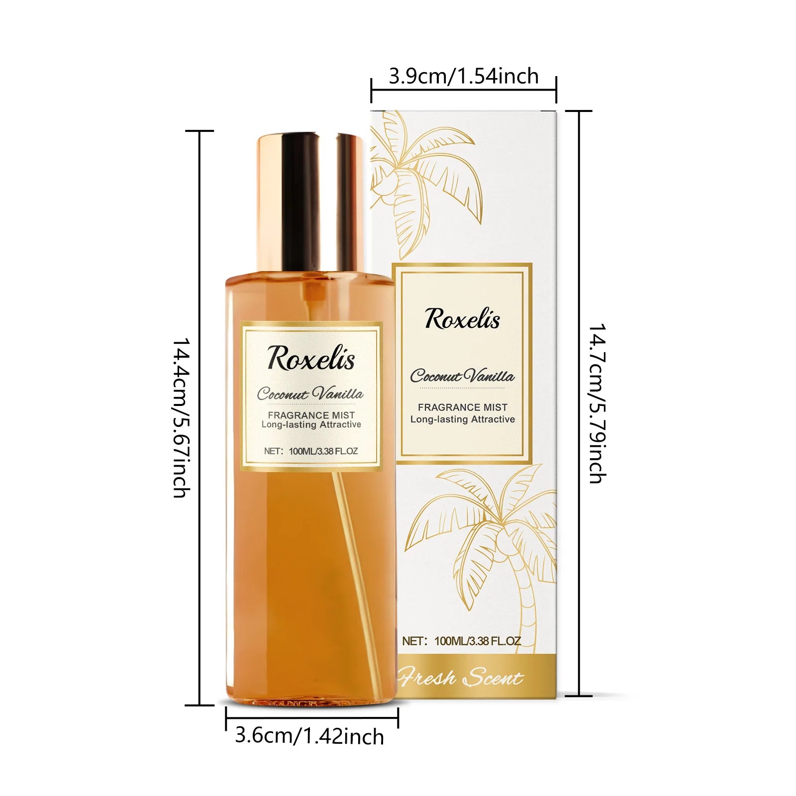 Coconut Vanilla Romantic Body Mist - Fresh Elegant Scent, Long-Lasting Natural Fragrance, Portable Daily Niche Perfume