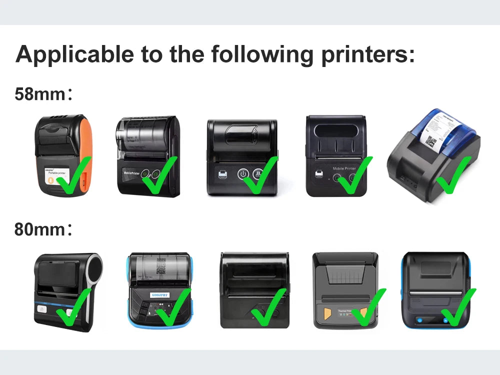 80mm/58mm Thermal Papers For Mini Thermal Receipt Printer PAD POS Printer 2 inch Paper Rolls For Business Bill Ticket Printing