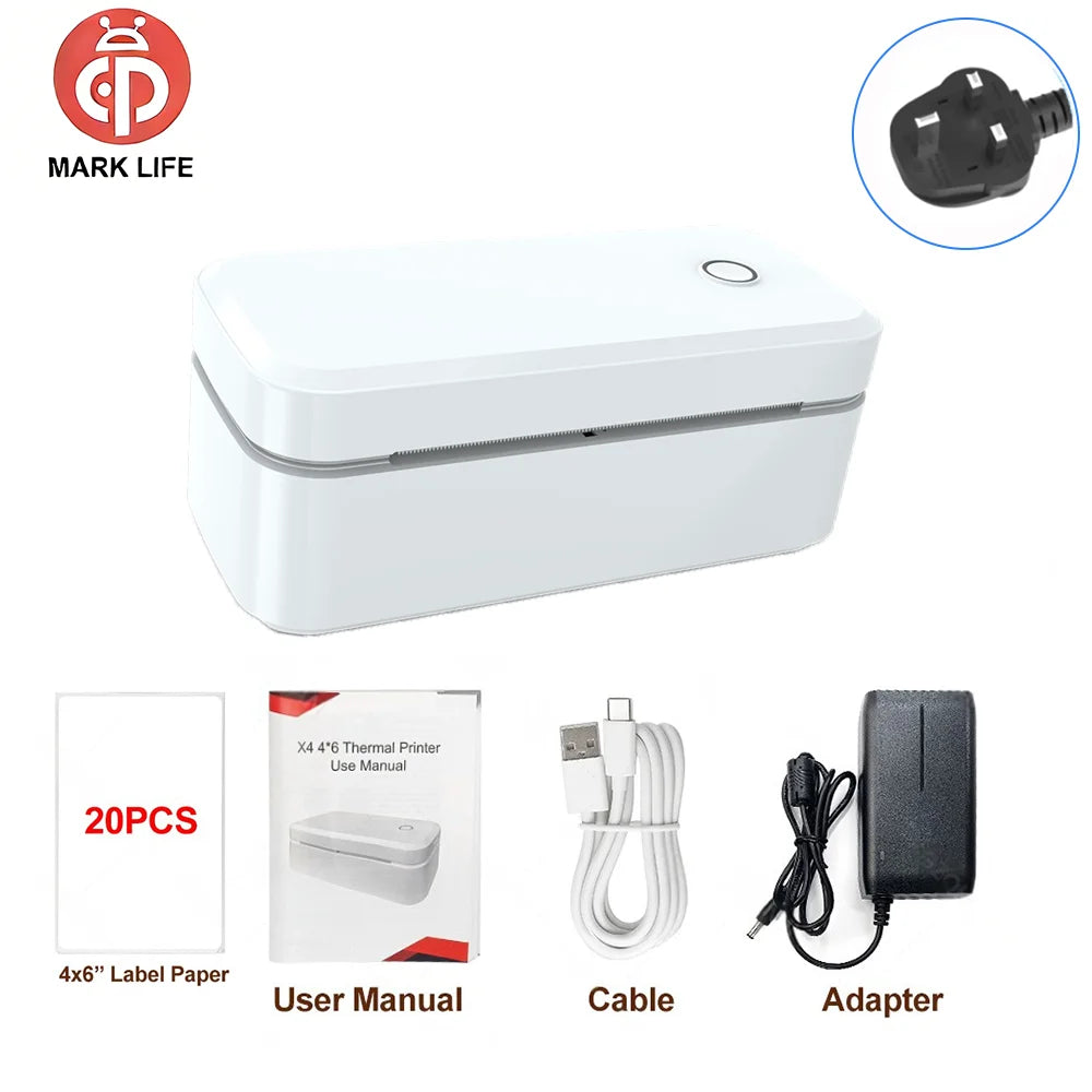 Marklife Thermal Label Printer X4 Small Shipping Label Printer For 4x6 Packages Printing Bluetooth & Automatic Label Recognition
