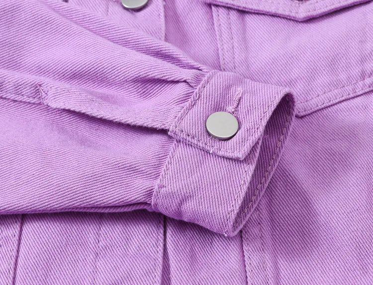 Pink Denim Jacket Women's Spring Autumn Single-breasted Lapel Coat Fashion Green Black Red Blue Outerwear Female Jean Overcoat