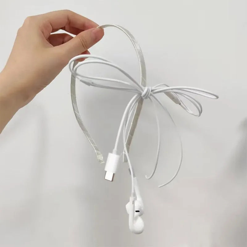 Headphone Wire Bow Hair Clip Korean Fashion Harajuku Cute Upcycled Aesthetic Hair Accessories Girls Hair Pin Hair Accessories