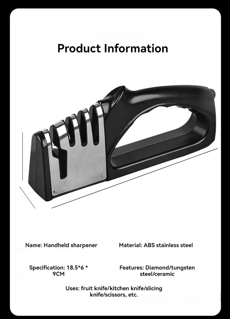 Multifunctional Kitchen Knife Sharpener 4 Segments Portable with Non-slip Base Household Essential Gadgets for Sharpening Knives