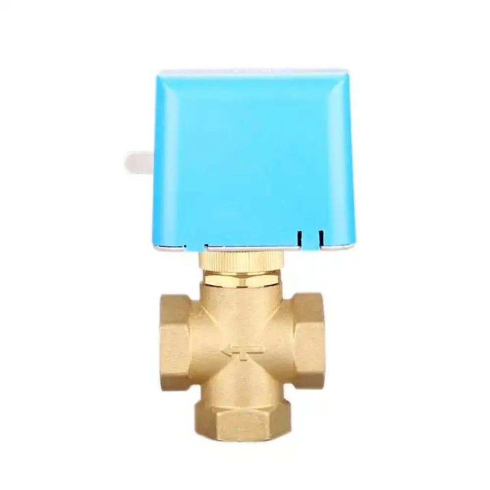 Brass Fan Coil Electric Actuator Central Air Conditioner Three Way Discharge Water Valve
