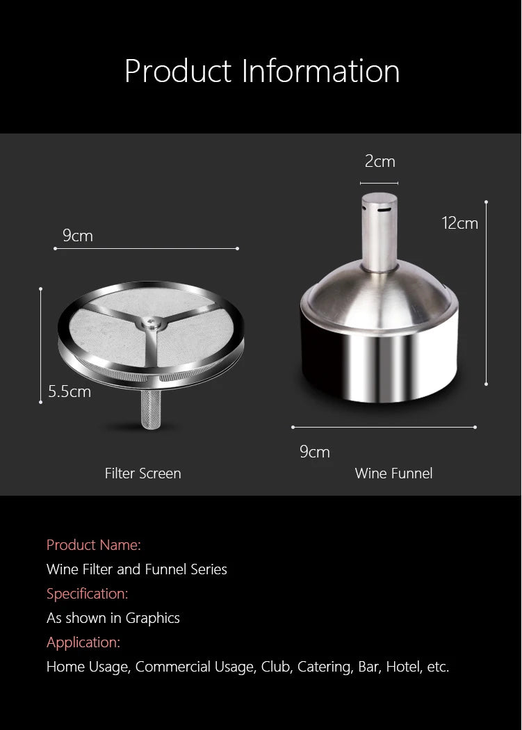 Stainless Steel Wine Aerator Shower Funnel with Sediment Strainer