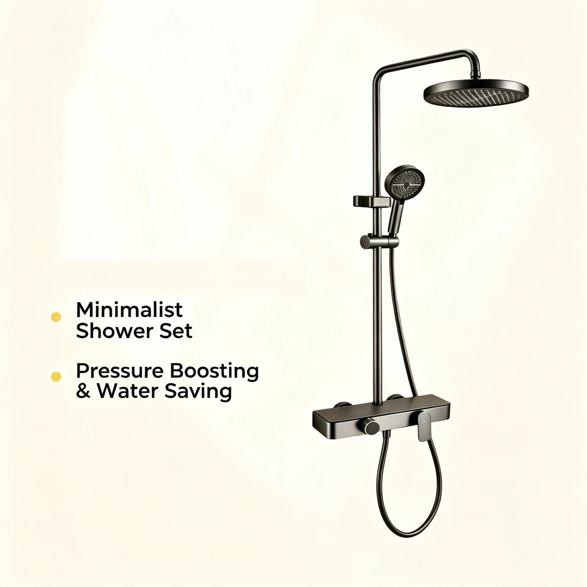Gray Bathroom Shower Set Household Bathroom Pressure Boosting Rainfall Shower Head Bathtub Showers Faucet Set Hotel