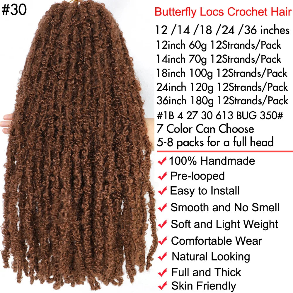 12 14 18 24 36 Inches Distressed Butterfly Locs Crochet Hair Faux Locs Crochet Braids Messy Soft Locs Braiding Hair Extensions