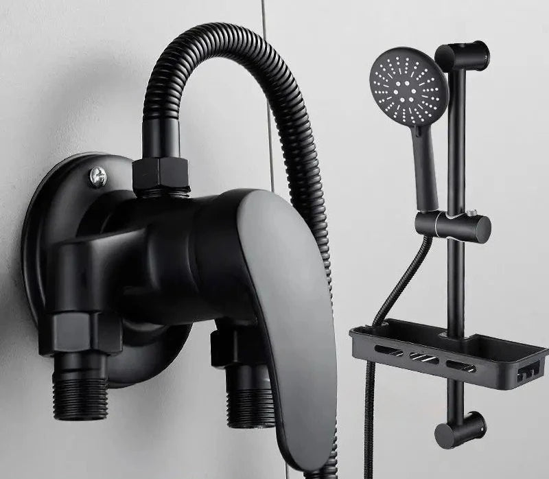 Cold Hot Mixer Tap Bathroom Faucets Black Shower Faucet Shower Head Set Household Wall Mounted Shower Mixer Valve Switch