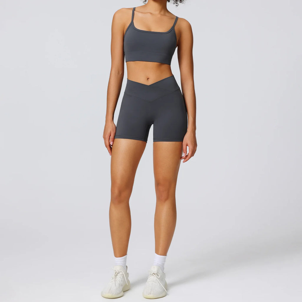 High Elasticity Quick Dry Yoga Fitness Outfit Women's Summer New Style Sportswear Set Fashionable Running Dancing Tennis