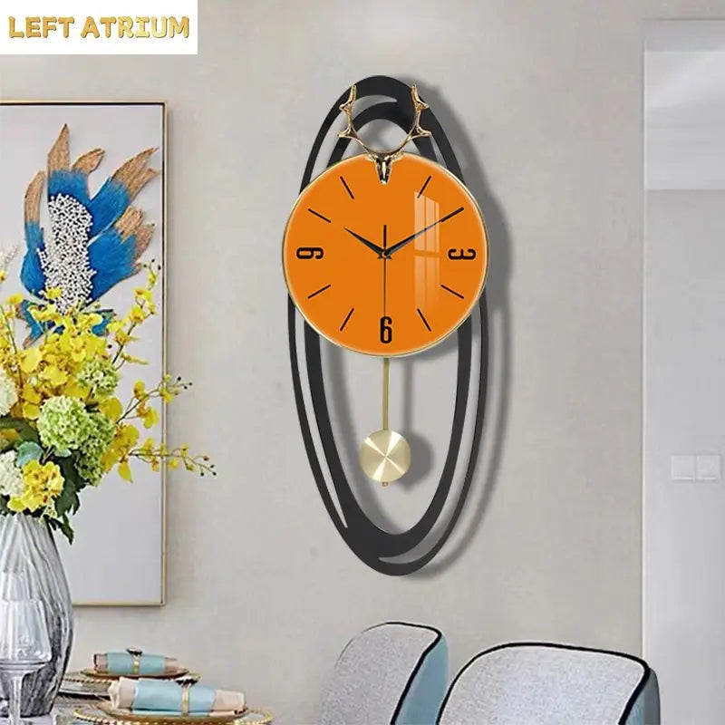 Creative trend  home fashion wall hanging clock Modern simple light luxury living room atmosphere hanging clock wall decoration
