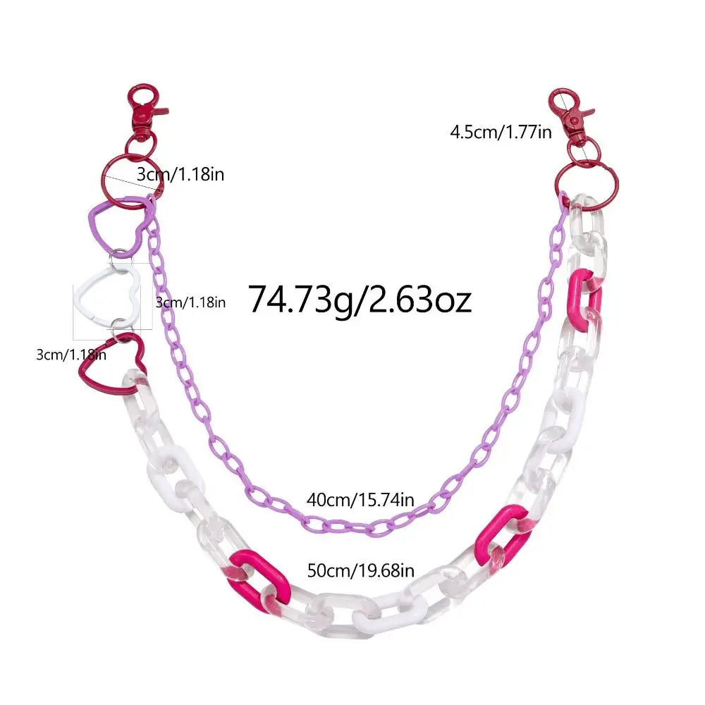 Fashion Punk Rock Pendant Pant Chain Rainbow Resin HipHop Waist Chain Jeans Pants Y2K Jewelry Accessories for Men Women