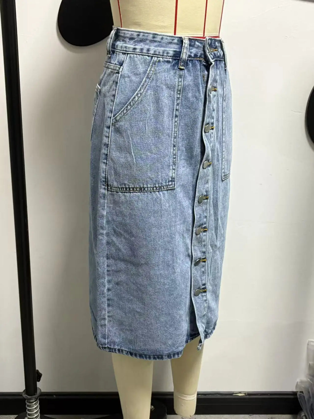 European Beautiful Woman High Waist Elastic Medium and Long Denim Skirt, Thin Split Fork Over Knee Hip Wrap One Step Skirt