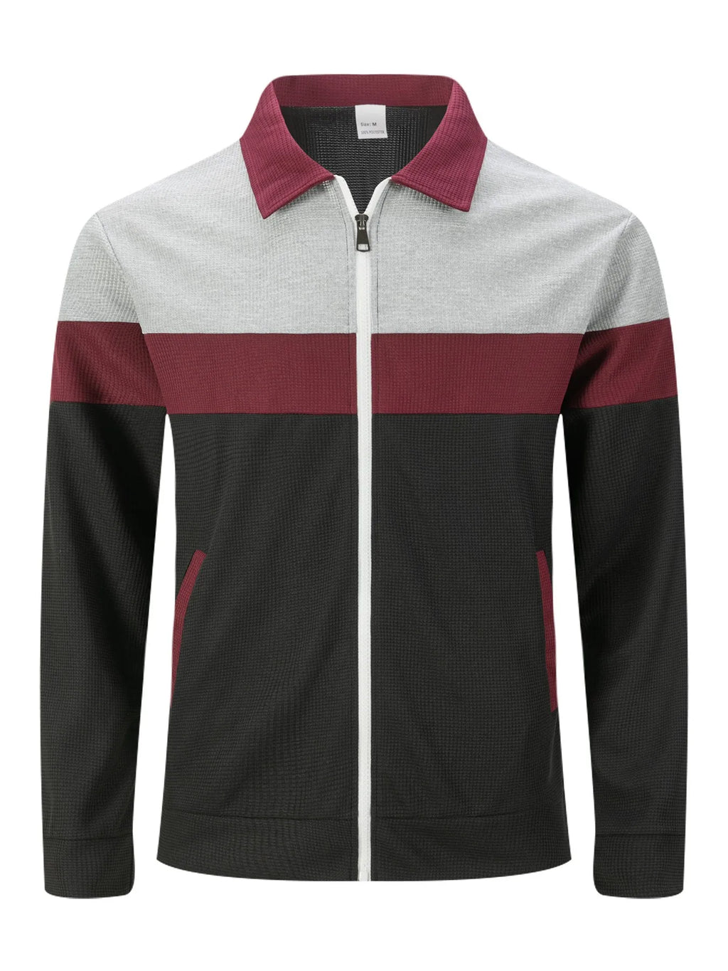 Spring and autumn new trend casual men's jacket with waffle pattern, multi-color zipper long-sleeved coat