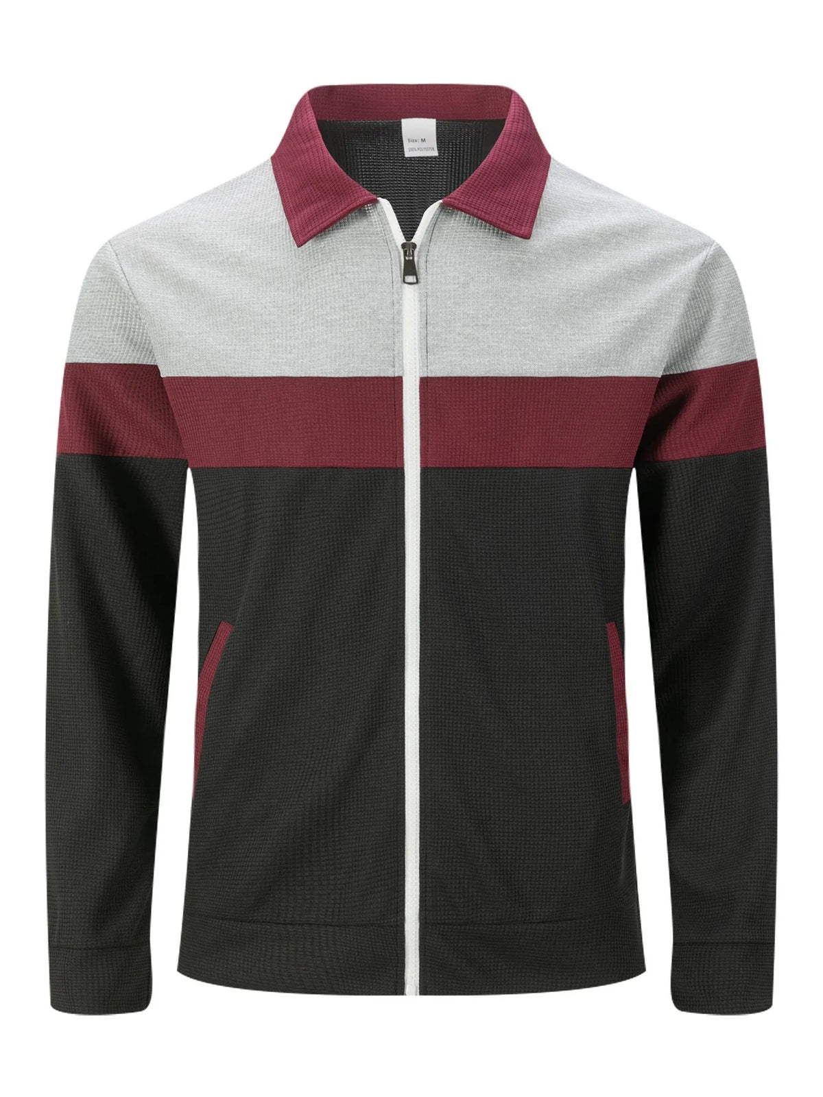 Spring and autumn new trend casual men's jacket with waffle pattern, multi-color zipper long-sleeved coat
