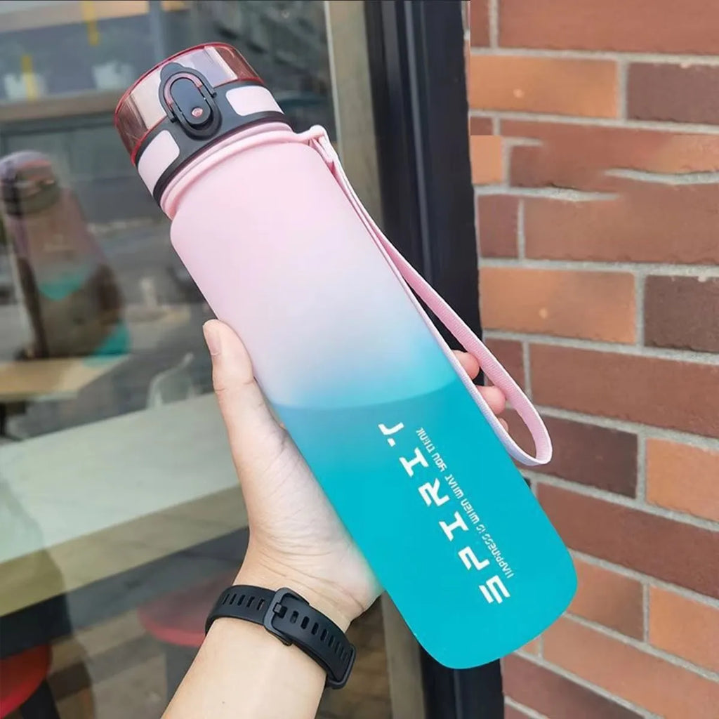 600ml/750ml/1000ml Large Capacity Sports Water Bottle Gradient Color Plastic Cup Drink Items Outdoor Beach Travel Portable Gym