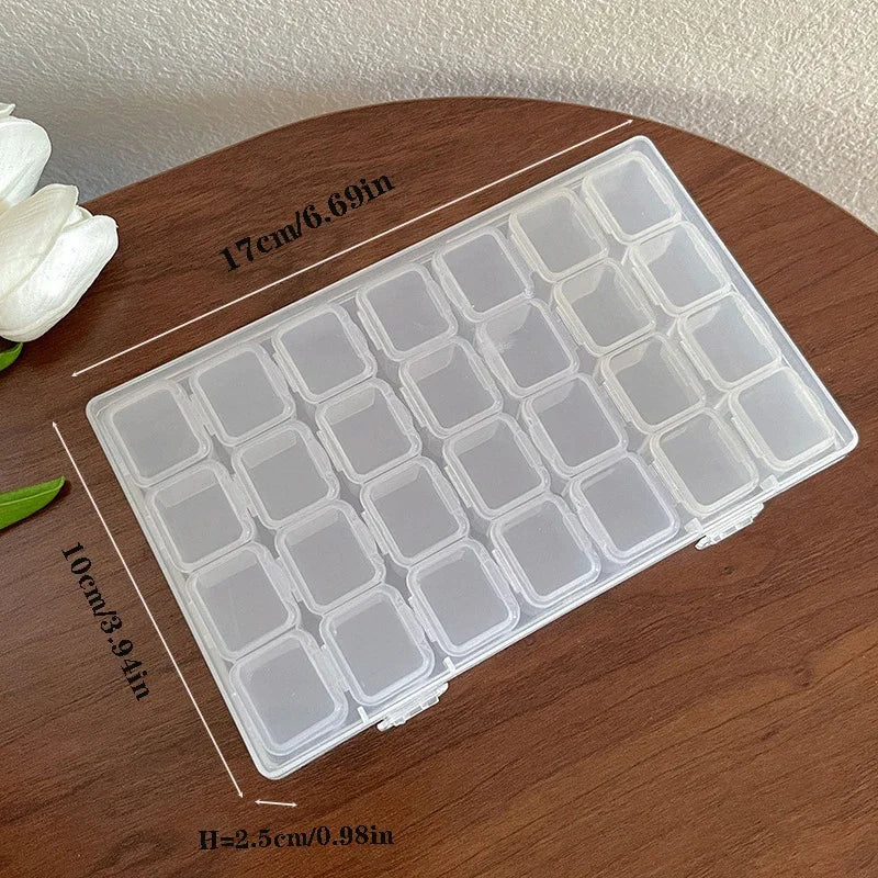 1 Pack 28/56 Transparent Jewelry Box Dustproof Multi-Compartment Storage Box for Earrings and Necklaces