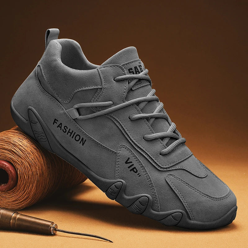 Men's Sneakers Soft Soled Spring Breathable Men's Work Shoes Flat Bottomed Non Slip Sports Lace Up Casual Board Shoes 2025