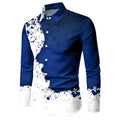 Versatile And Elegant Men's Elastic Face Printed Shirt Casual Lapel,easy To Care For Spring And Fall, Perfect For Every Occasion