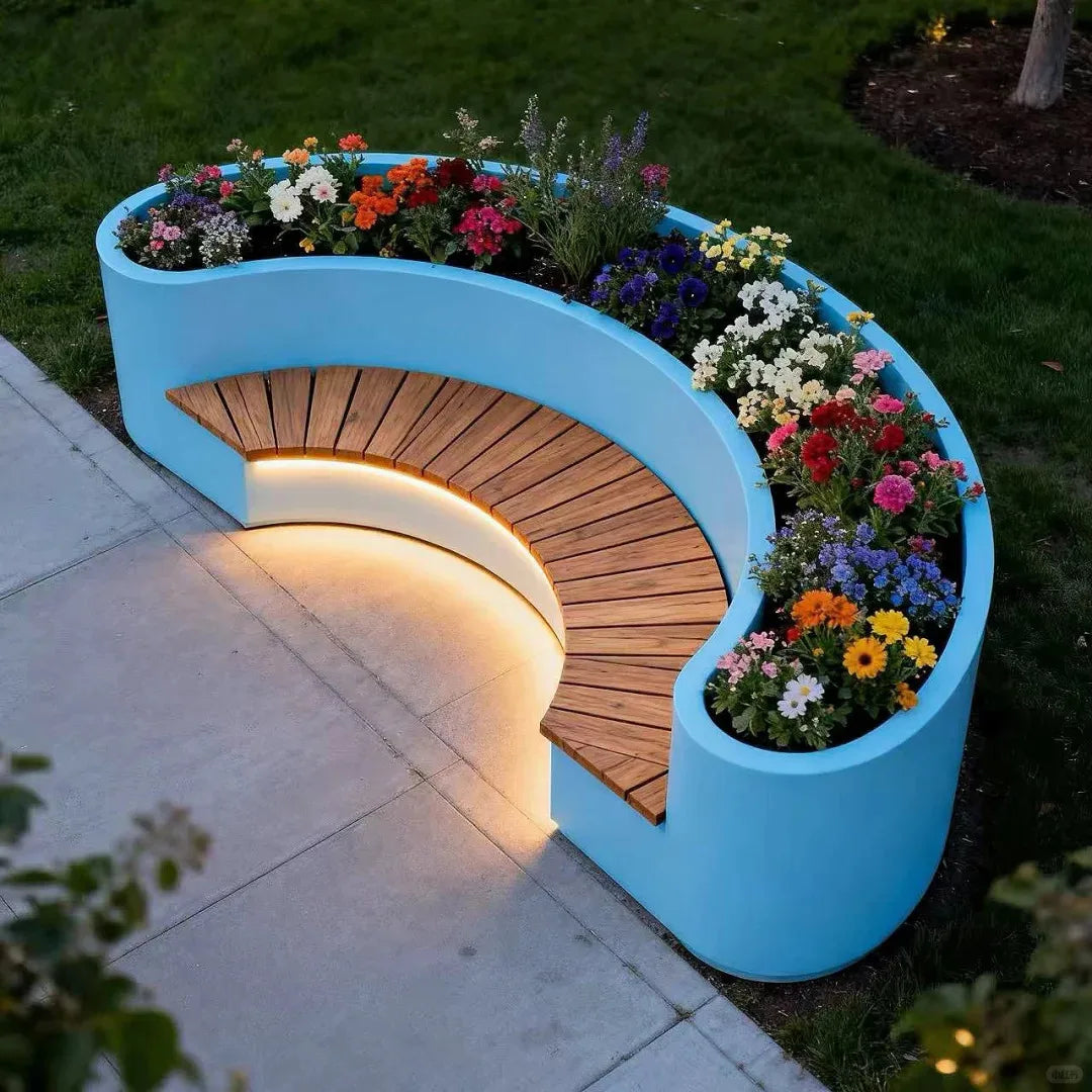 *Custom-made Fiberglass Curved Benches, Outdoor Furniture, Shopping Mall Curved Seating, Hotel and Park Lounge Sofas