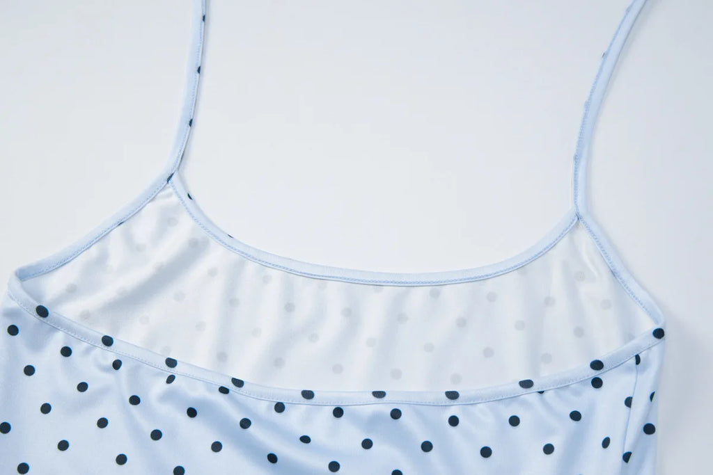 Fashion Polka Dot Halter Neck Tank Top Women Slim Fit Thin Strap Sleeveless Casual Summer Camisole