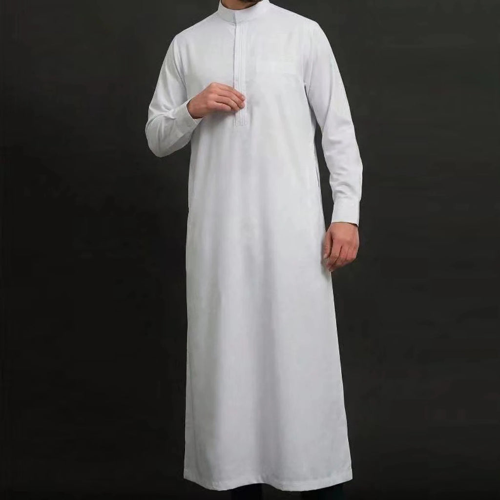 Arab Muslim Men's Robe  Ethnic Style Embroidered Moroccan Style Casual Traditional Islamic Thobe Long Dress Prayer Gown